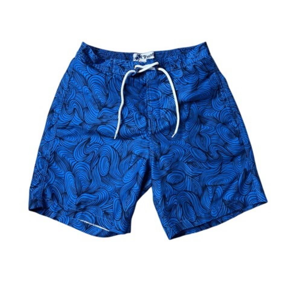 Trunks Surf & Swim Blue Swami Print‎ Pocketed Casual Swim Trunks SMALL Coastal